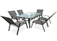 테이블 의자들 정원 가구 세트를 정찬을 대접하는 7 조각 현대 금속 강재 옥외테라스