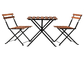 한 테이블과 2개 의자들은 접는 야외 정원 나무 탑 메탈 프레임을 설정했습니다